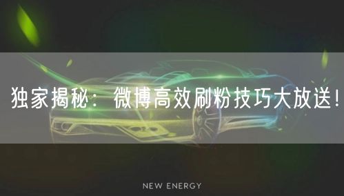 独家揭秘：微博高效刷粉技巧大放送！