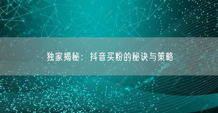 独家揭秘:抖音买粉的秘诀与策略