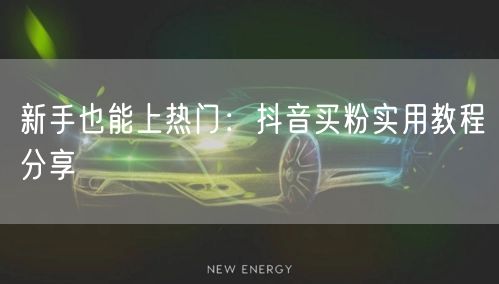 新手也能上热门:抖音买粉实用教程分享
