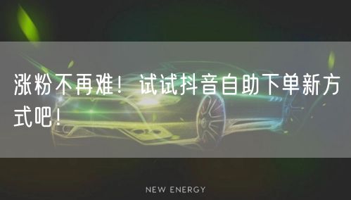 涨粉不再难！试试抖音自助下单新方式吧！