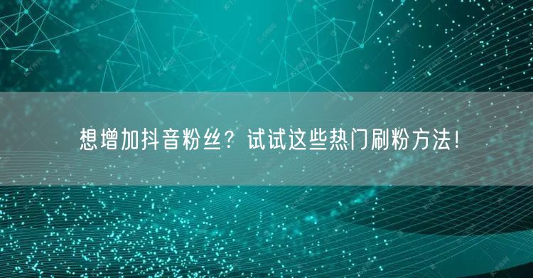 想增加抖音粉丝?试试这些热门刷粉方法!