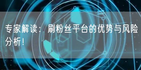 专家解读：刷粉丝平台的优势与风险分析！