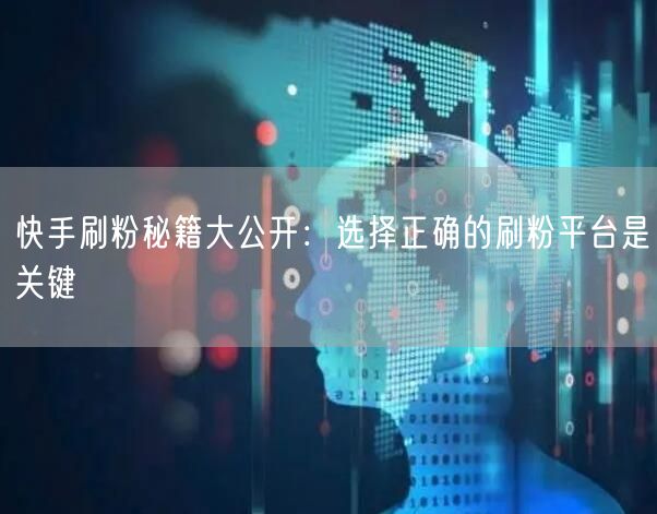 快手刷粉秘籍大公开：选择正确的刷粉平台是关键