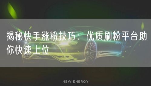 揭秘快手涨粉技巧：优质刷粉平台助你快速上位