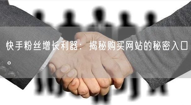 快手粉丝增长利器:揭秘购买网站的秘密入口。
