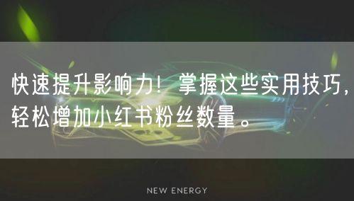 快速提升影响力!掌握这些实用技巧,轻松增加小红书粉丝数量。
