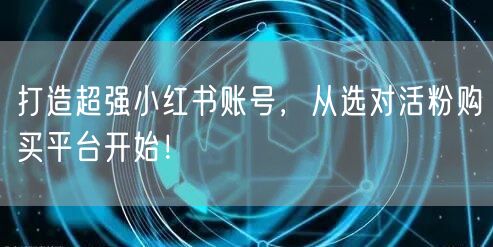 打造超强小红书账号，从选对活粉购买平台开始！