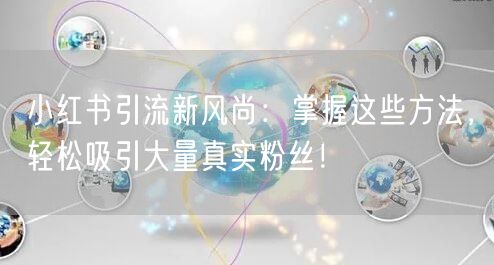 小红书引流新风尚:掌握这些方法,轻松吸引大量真实粉丝!