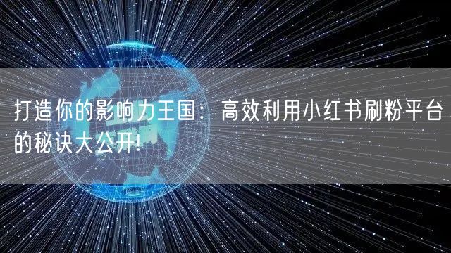打造你的影响力王国：高效利用小红书刷粉平台的秘诀大公开!
