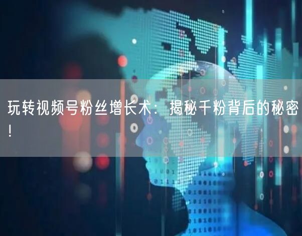 玩转视频号粉丝增长术：揭秘千粉背后的秘密！