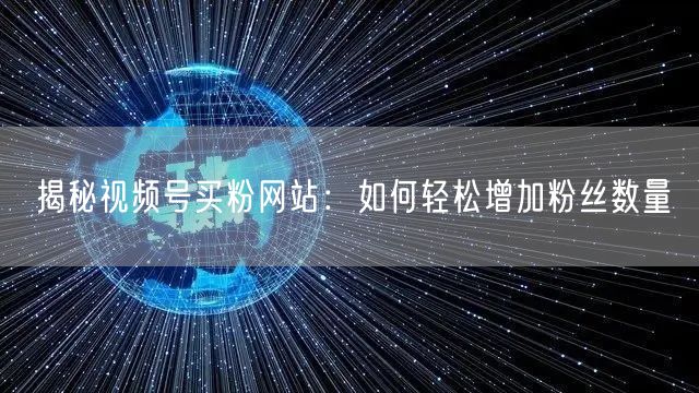 揭秘视频号买粉网站：如何轻松增加粉丝数量