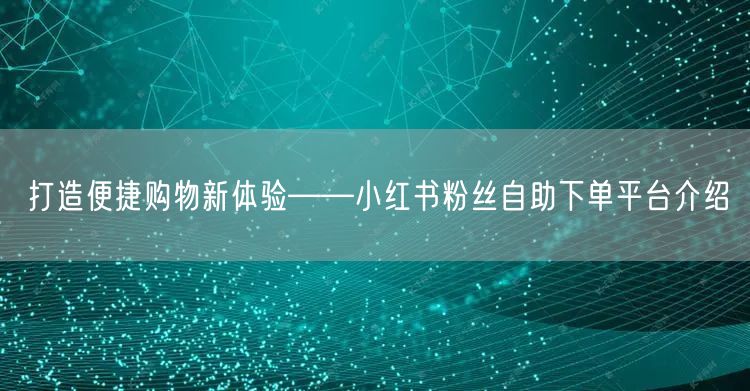 打造便捷购物新体验——小红书粉丝自助下单平台介绍