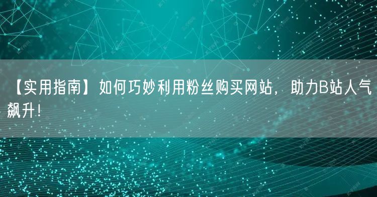 【实用指南】如何巧妙利用粉丝购买网站,助力B站人气飙升!