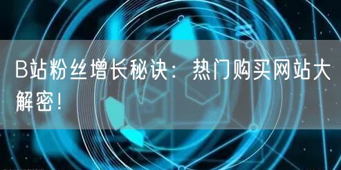 B站粉丝增长秘诀:热门购买网站大解密!