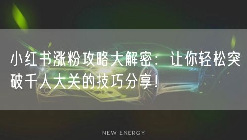 小红书涨粉攻略大解密：让你轻松突破千人大关的技巧分享！