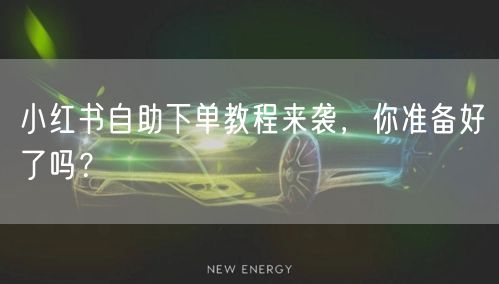 小红书自助下单教程来袭，你准备好了吗？