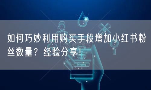 如何巧妙利用购买手段增加小红书粉丝数量？经验分享！