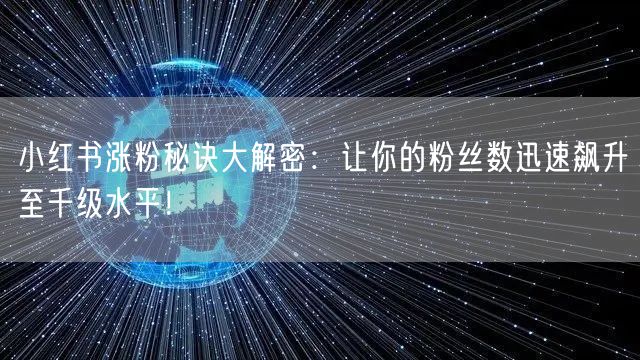 小红书涨粉秘诀大解密：让你的粉丝数迅速飙升至千级水平！