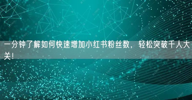 一分钟了解如何快速增加小红书粉丝数，轻松突破千人大关！