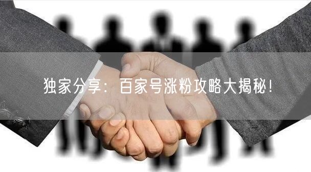 独家分享：百家号涨粉攻略大揭秘！
