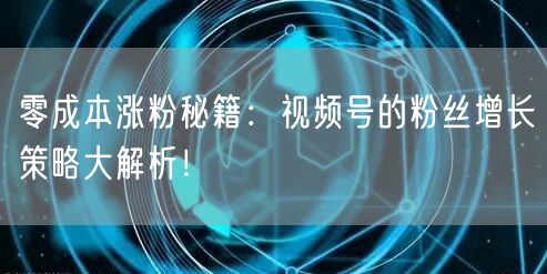 零成本涨粉秘籍：视频号的粉丝增长策略大解析！