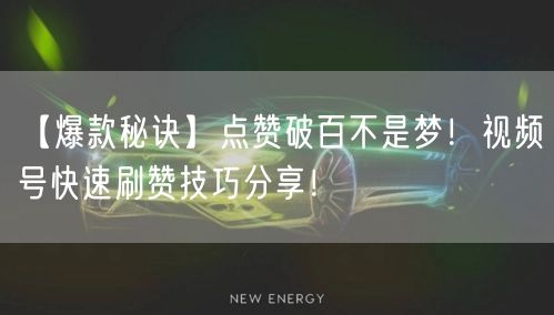 【爆款秘诀】点赞破百不是梦！视频号快速刷赞技巧分享！