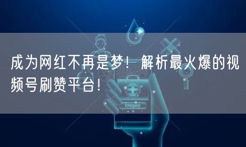 成为网红不再是梦！解析最火爆的视频号刷赞平台！