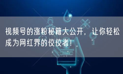 视频号的涨粉秘籍大公开,让你轻松成为网红界的佼佼者!