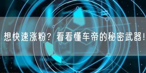 想快速涨粉？看看懂车帝的秘密武器！