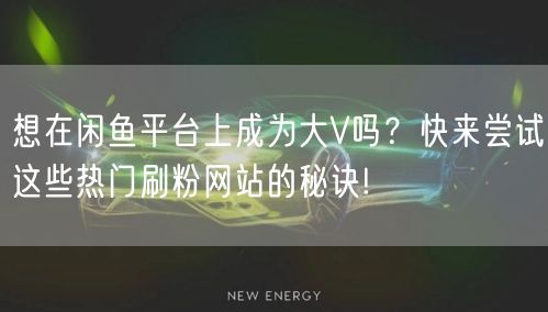 想在闲鱼平台上成为大V吗？快来尝试这些热门刷粉网站的秘诀!