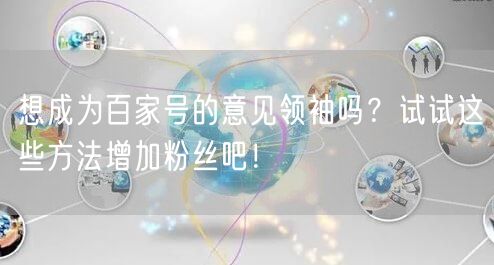 想成为百家号的意见领袖吗?试试这些方法增加粉丝吧!