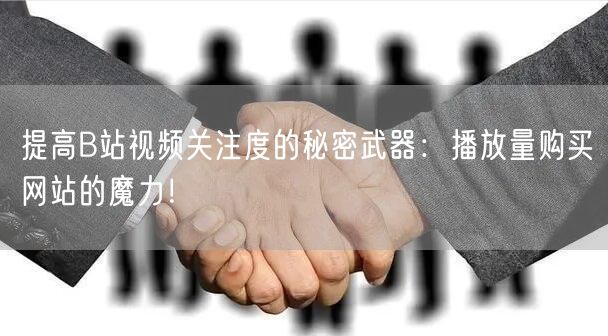 提高B站视频关注度的秘密武器:播放量购买网站的魔力!
