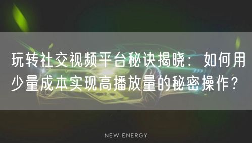 玩转社交视频平台秘诀揭晓：如何用少量成本实现高播放量的秘密操作？