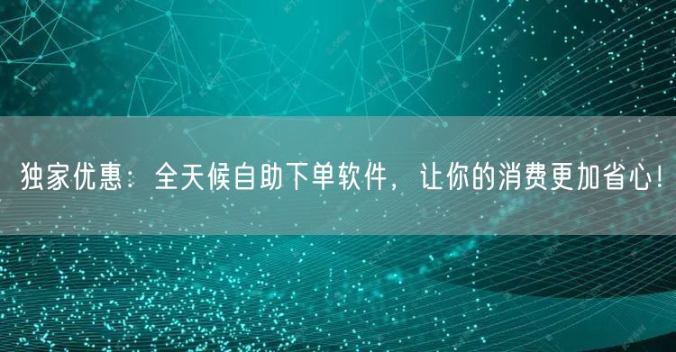 独家优惠：全天候自助下单软件，让你的消费更加省心！