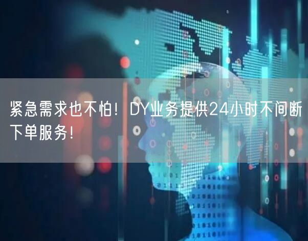 紧急需求也不怕！DY业务提供24小时不间断下单服务！
