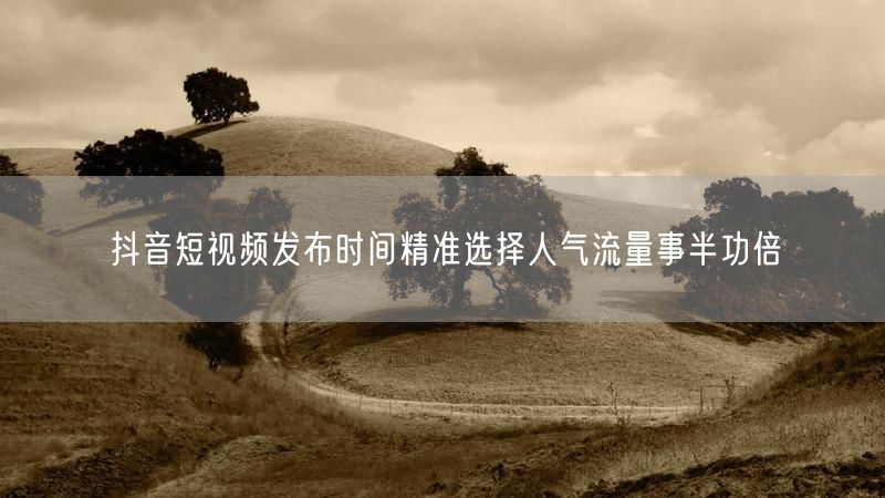 抖音短视频发布时间精准选择人气流量事半功倍